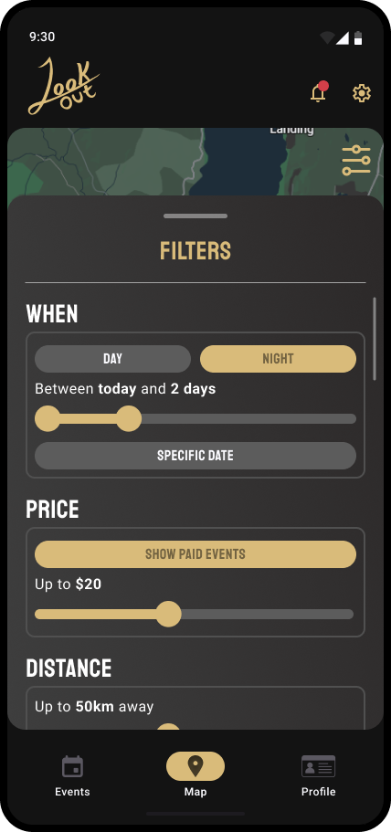 Filter events by type